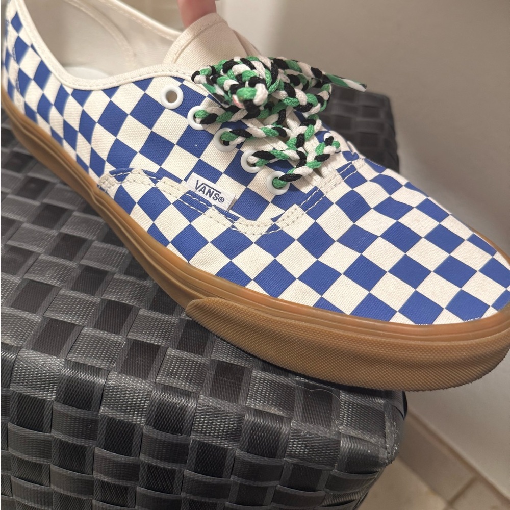 NEW Vans Authentic Checkerboard - Blue/White Gum Sole w/ Braided Rope Laces 11.5 - Picture 10 of 10